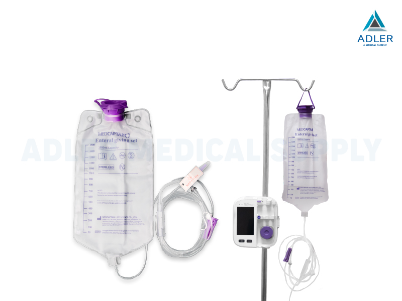 ชุดสายให้อาหารพร้อมถุงสำหรับเครื่องให้อาหาร  (Enteral giving set with bag) ยี่ห้อ Medcaptain