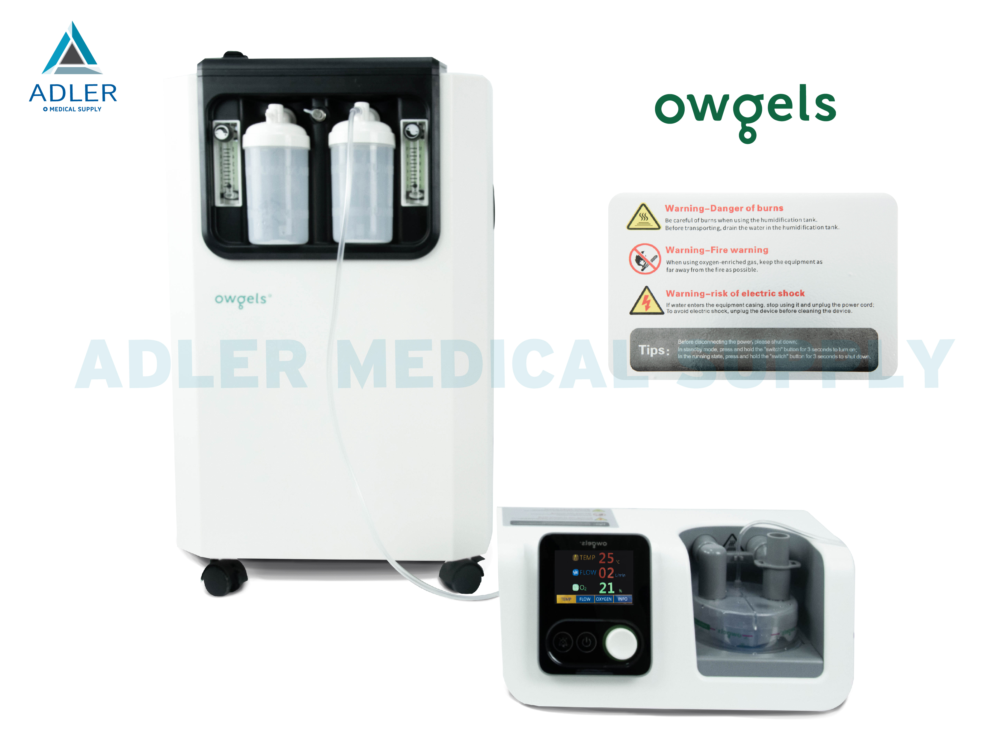 เครื่องให้ออกซิเจนแรงดันสูงทางจมูก (high-flow nasal cannula) ยี่ห้อ Owgels รุ่น OGM-70E เครื่องให้ออกซิเจนแรงดันสูงทางจมูก (high-flow nasal cannula) ยี่ห้อ Owgels รุ่น OGM-70E