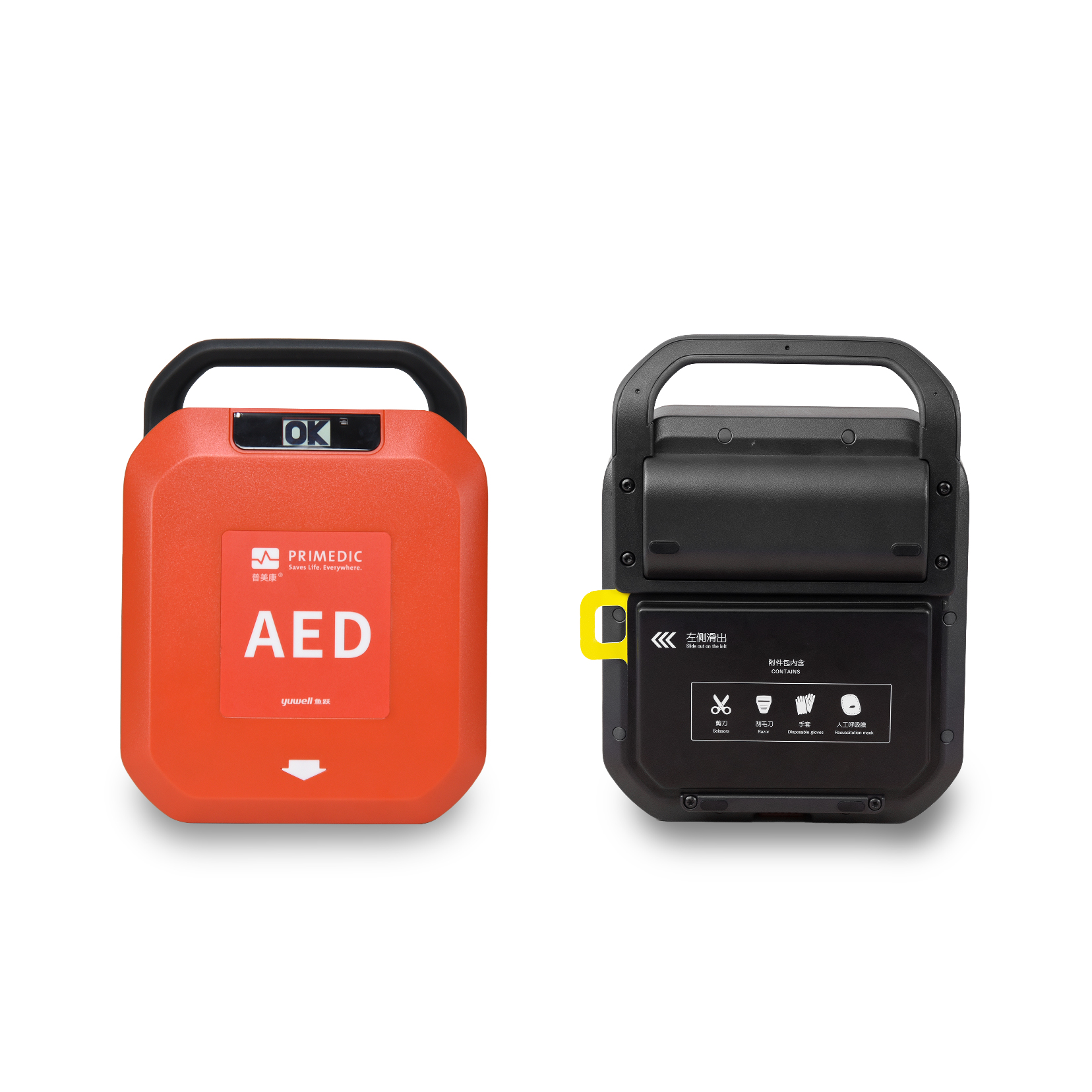 เครื่องกระตุกหัวใจไฟฟ้าอัตโนมัติ (AED) Yuwell รุ่น HeartSave YA8 (รับประกันศูนย์ไทย 6 ปี) พร้อมตู้เก็บ AED แบบตั้งพื้น
