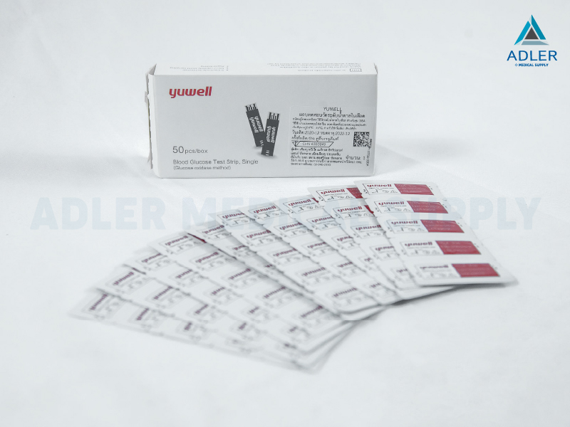 แถบทดสอบน้ำตาล แผ่นวัดน้ำตาล (Test strip) Yuwell