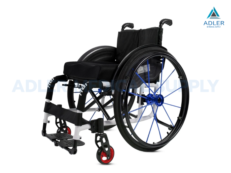 รถเข็นวีลแชร์แมนนวล ดีไซน์สปอร์ต รุ่นพิเศษ Sport Elegance (Red-Blue) (รับประกัน 1 ปี)