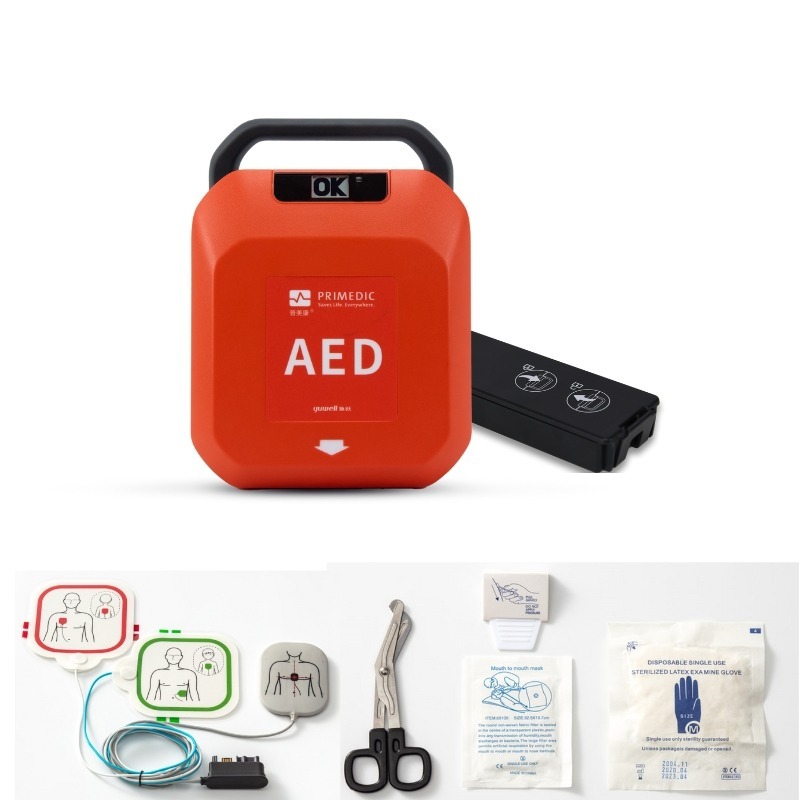 เครื่องกระตุกหัวใจไฟฟ้าอัตโนมัติ (AED) Yuwell รุ่น HeartSave Y8 (รับประกันศูนย์ไทย 6 ปี) พร้อมตู้เก็บ AED แบบตั้งพื้น + หุ่น CPR