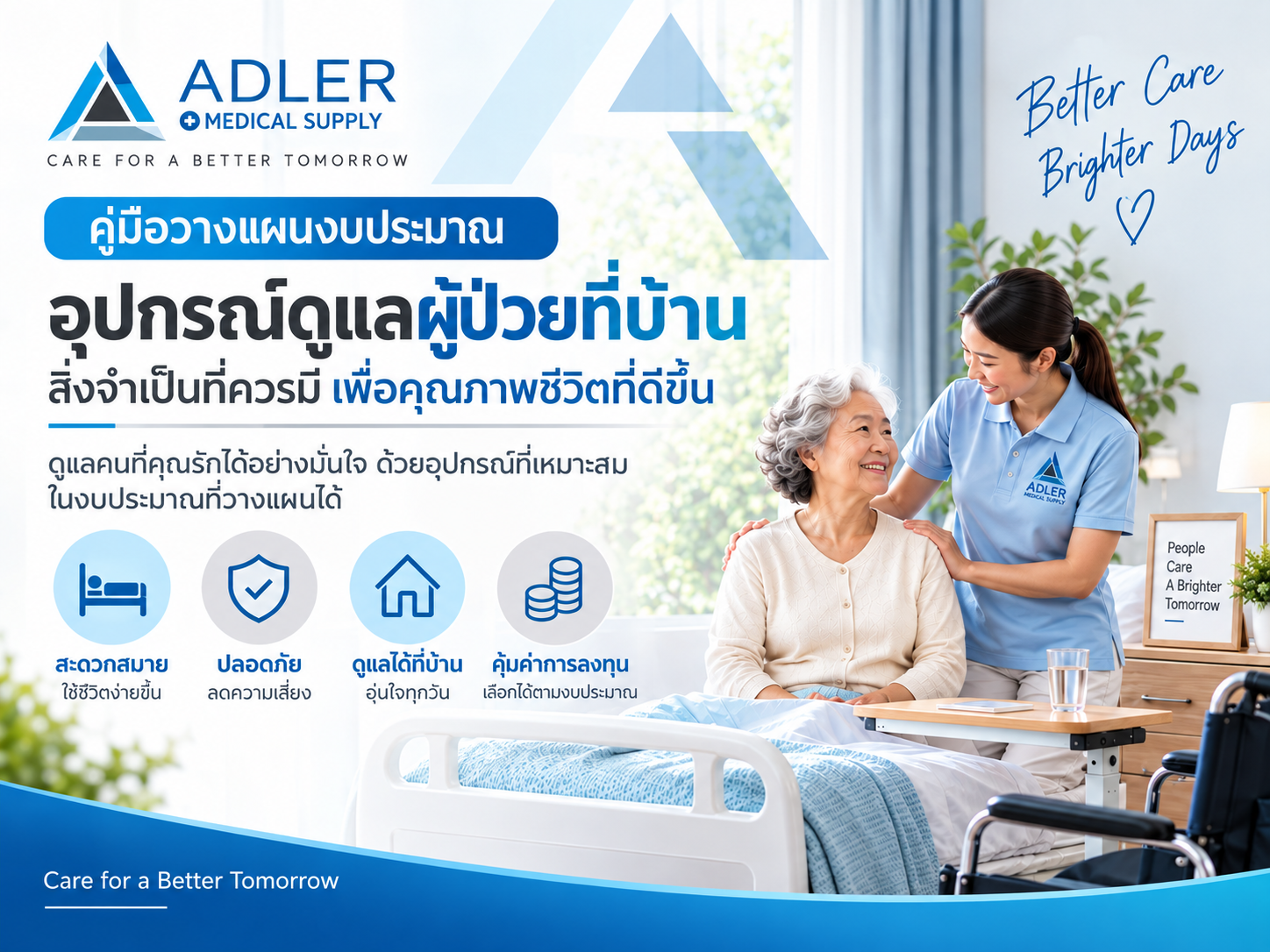 อุปกรณ์ดูแลผู้ป่วยที่บ้าน มีอะไรบ้าง พร้อมวิธีวางแผนงบประมาณ